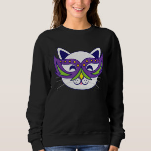 Moletom Celebração do partido Cat Mask Mardi Gras Divertid