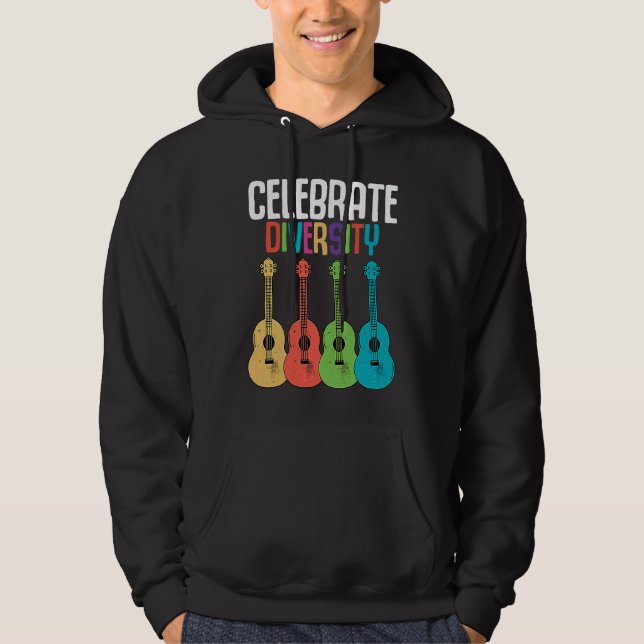 Moletom Celebrate Diversity  Ukulele Player Music  Graphic (Frente)