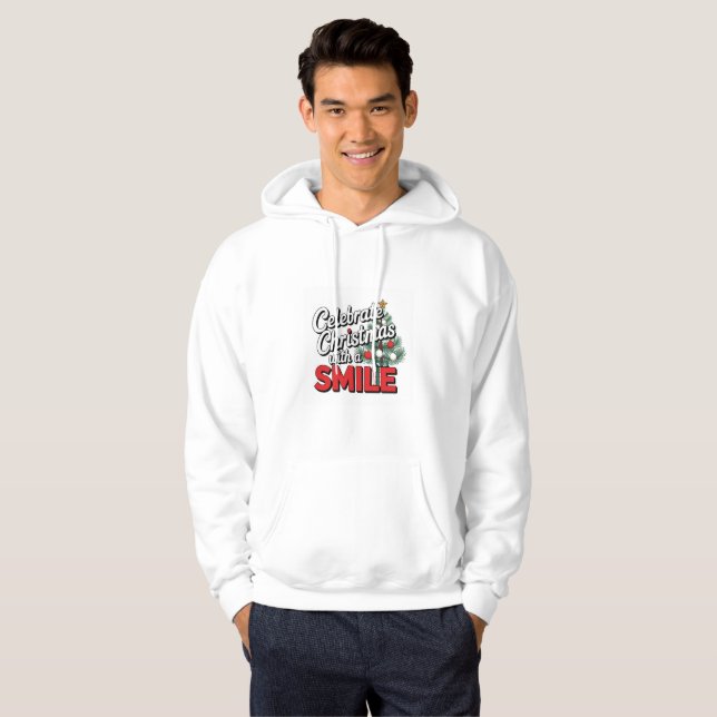 Moletom 'Celebre o Natal com um Sorriso' para Home (Frente Completa)
