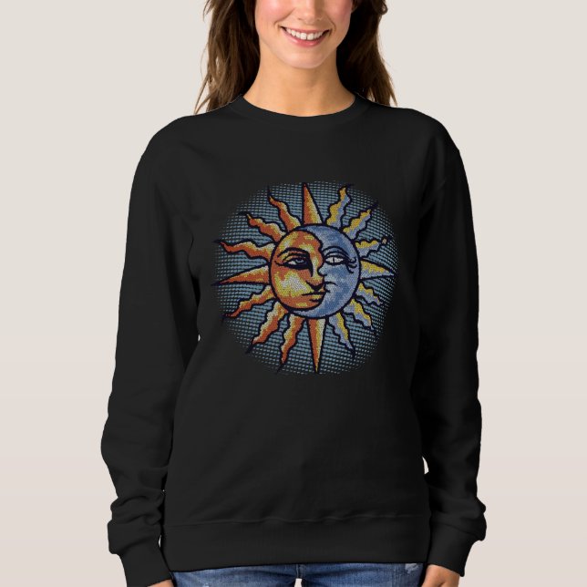 Moletom Celestial Mosaic Sun & Moon Faces Graphic (Frente)