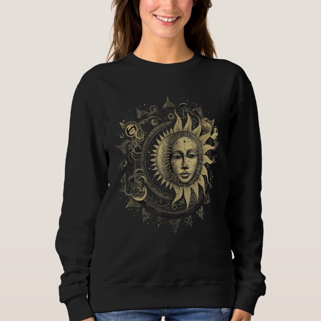 Moletom Celestial Space Sun Moon Boho Luna Solar Astronomy (Frente)