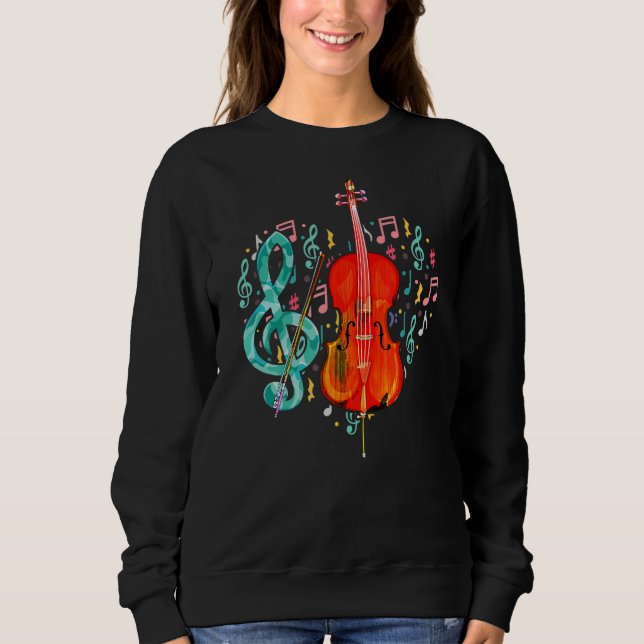 Moletom Cellist Hearble Treble Clef Music Notes Cello Play (Frente)