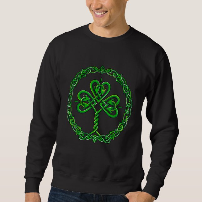 Moletom Celtic Knot Irish Shamrock 3 Leaf C St Pats Day (Frente)