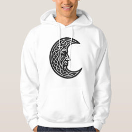 Moletom Celtic Moon‑Face Knotwork – Monochrome Ink Emblem
