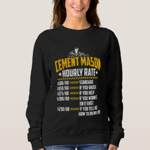 Moletom Cement Mason Hhour Rate Funny Concrete Finisher L
