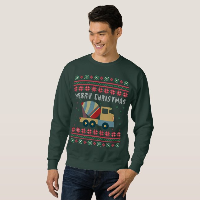 Moletom Cement Truck Ugly Christmas Sweater (Frente Completa)