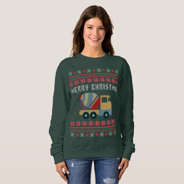 Moletom Cement Truck Ugly Christmas Sweater (Frente Completa)