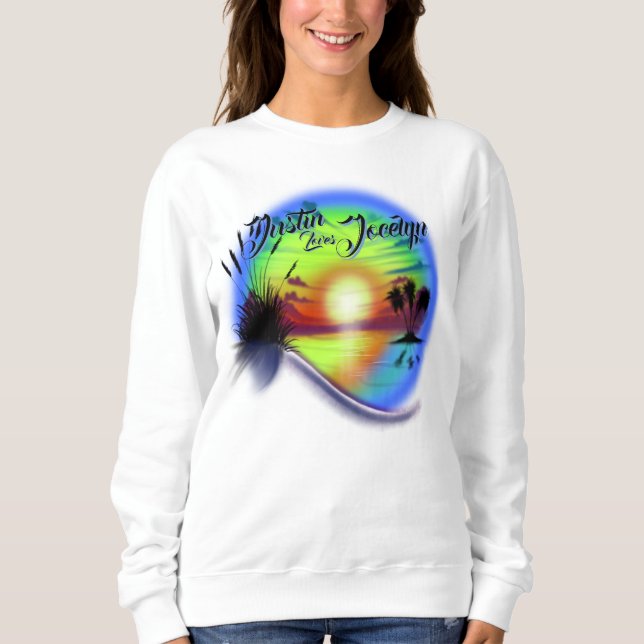 Moletom Cena de Airbrush Beach #02 T-Shirt personalizada (Frente)