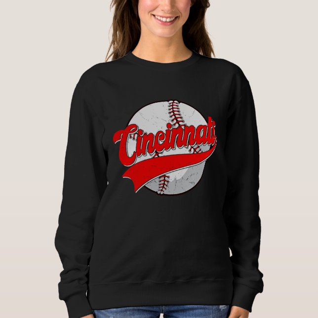 Moletom Cenário urbano vintage de Cincinnati Baseball  Hom (Frente)