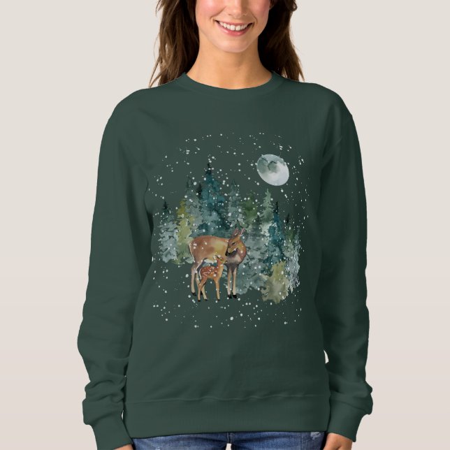 Moletom Cerveja Lua Cheia Floresta de Veado Neve Natal (Frente)
