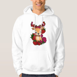 Moletom Cervo Kawaii de Framboesa - Estética de Fruta Verm