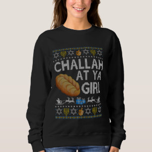 Moletom Challah No Ya Girl Ugly Hanukkah Sweater Dreidel C