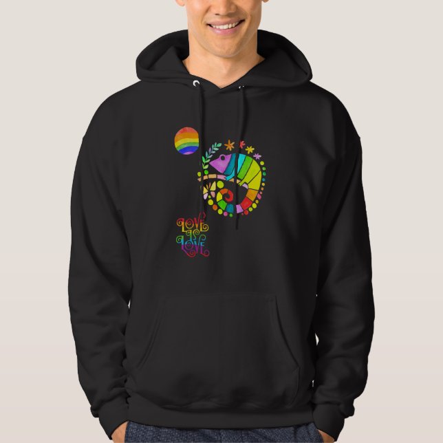 Moletom Chamaleon Watercolor Pride  Vibrant Rainbow Design (Frente)
