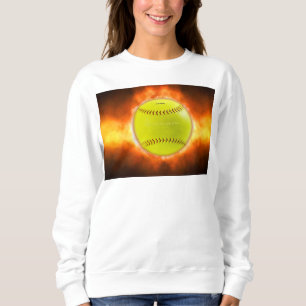 Moletom Chamas de bola de fogo de softball amarelo do Slip