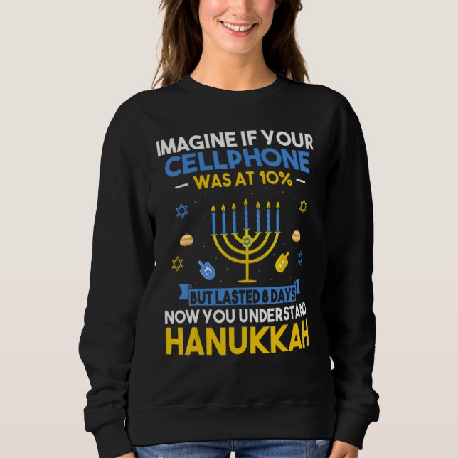 Moletom Chanukah Cellphone Menorah Hanukkah Ugly Hanukkah  (Frente)