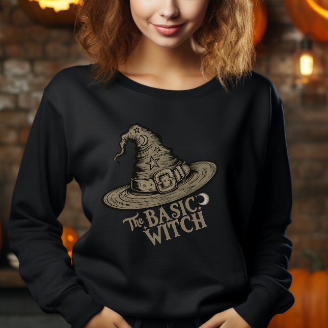 Moletom Chapéu de Bruxa Retro Script Halloween Feminino  (Criador carregado)