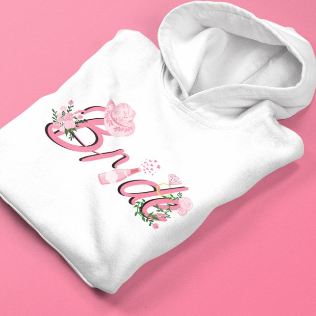 Moletom Chapéu de Cowboy Rosa Com Flores Noiva  (Criador carregado)