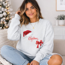 Chapéu de Papai Noel e Gráfico de Laço Vermelho de