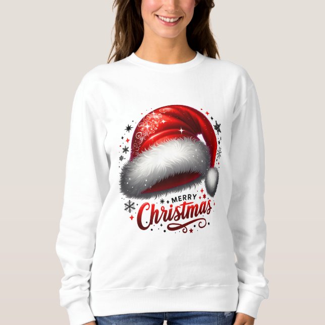 Moletom Chapéu de Papai Noel Escarlate com Brilho (Frente)