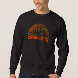 Moletom Charlotte Basketball Skyline Cityscape Retro Vinta