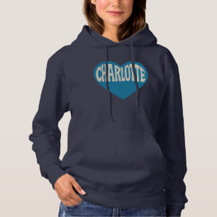 Moletom Charlotte NC Retro Heart Design - Vintage Font