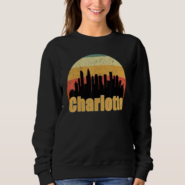 Moletom Charlotte Nc Skyline Silhouette Sunset I Love Char (Frente)