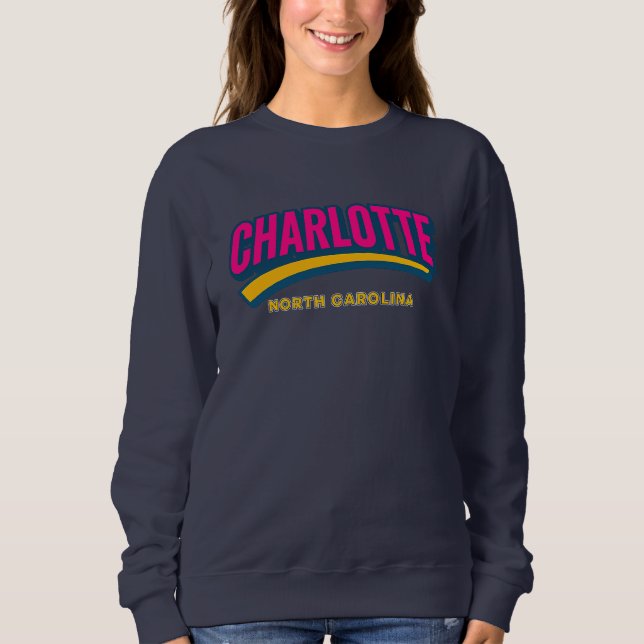 Moletom Charlotte North Carolina Bold City Design - Retro (Frente)