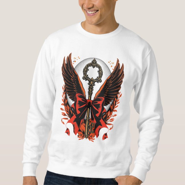 Moletom Chave do Arco Gótico Velvet com Asas e Lua (Frente)