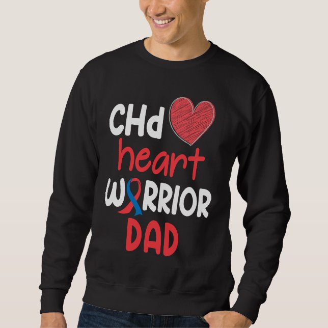 Moletom CHD Heart Disease Warrior Proud DAD Awareness Ribb (Frente)