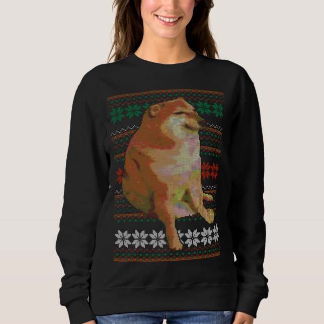 Moletom Cheems Ugly Christmas Sweater Doge Meme Design (Frente)