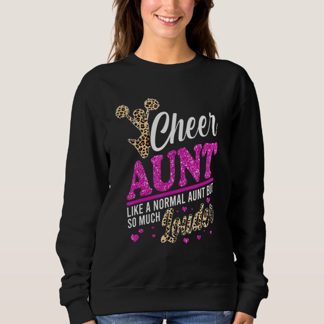 Moletom Cheer Aunt Biggest Fan Leopard Print And Pom Pom (Frente)