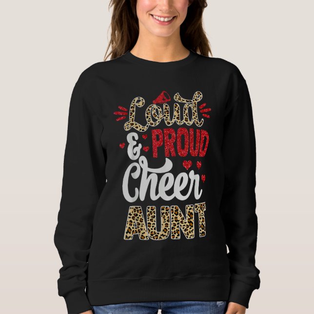 Moletom Cheer Aunt Biggest Fan Leopard Print And Pom Pom (Frente)