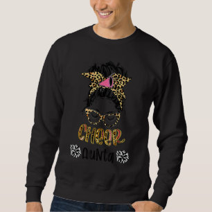 Moletom Cheer Aunta Leopard Messy Bun Cheerleaderes mães