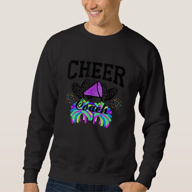 Moletom Cheer Coach Leopard Cheerleading Cute Cheer For Co (Frente)
