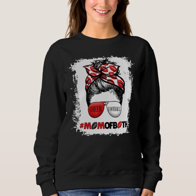 Moletom Cheer Football Cheerleading Mom Of Both Messy Hair (Frente)