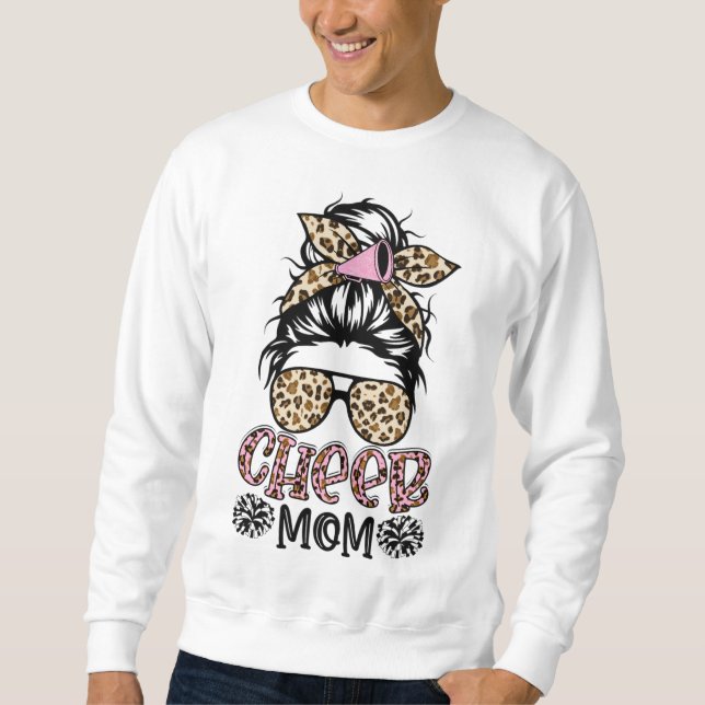 Moletom Cheer Mãe Leopard Mensagem Cheerleader Engraçado M (Frente)