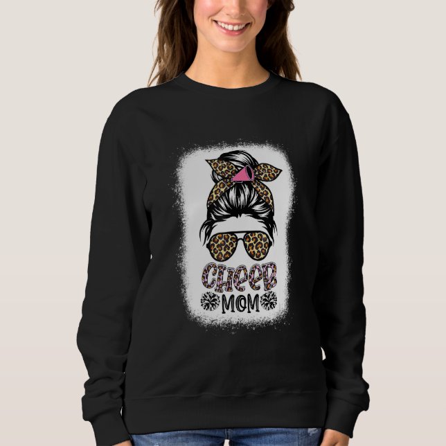Moletom Cheer Mãe Leopard Messy Bun Cheerleader Sangrado (Frente)