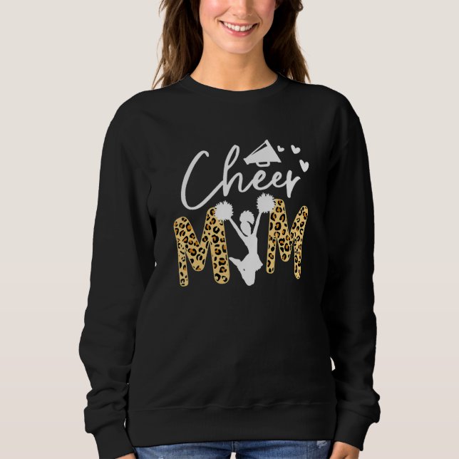Moletom Cheer Mom Leopard Messy Bun Cheerleader Bleached M (Frente)