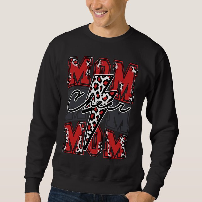 Moletom Cheer Mom Lightning Bolt Leopard Cheetah Print Che (Frente)