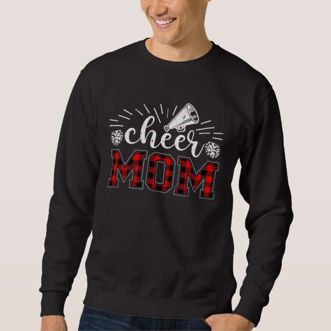 Moletom Cheer Mom Plaid Red Print Proud Cheerleader Mom Mo (Frente)