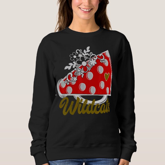 Moletom Cheer WILDCATS  Red Megaphone Heart Flower Accent (Frente)