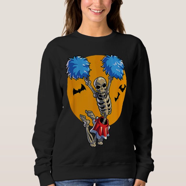 Moletom Cheerleading Skeleton Halloween Cheer Mom Girls Wo (Frente)