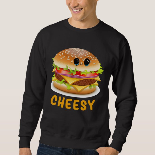 Moletom Cheesy Cute  Cheese Burger Food Pun (Frente)