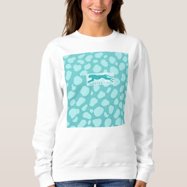 Moletom Cheetah Love - Turquoise Glitters Simulada (Frente)