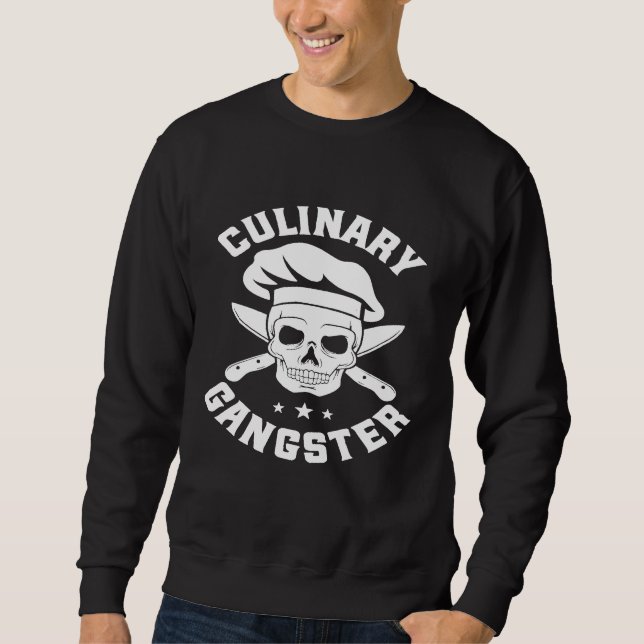 Moletom Chef Knife Skull Gangster Culinário Gangster (Frente)