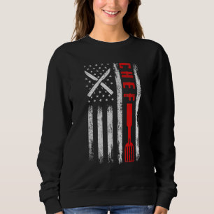Moletom Chef Knife Usa Patriótica Cook Flag Americano 4º