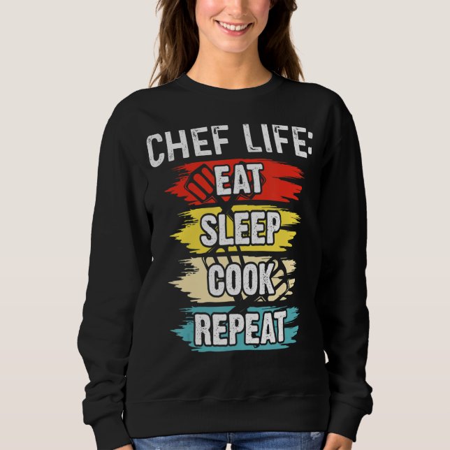 Moletom Chef Vida Coma Dormir Cook Repetir Chefs de Cozinh (Frente)