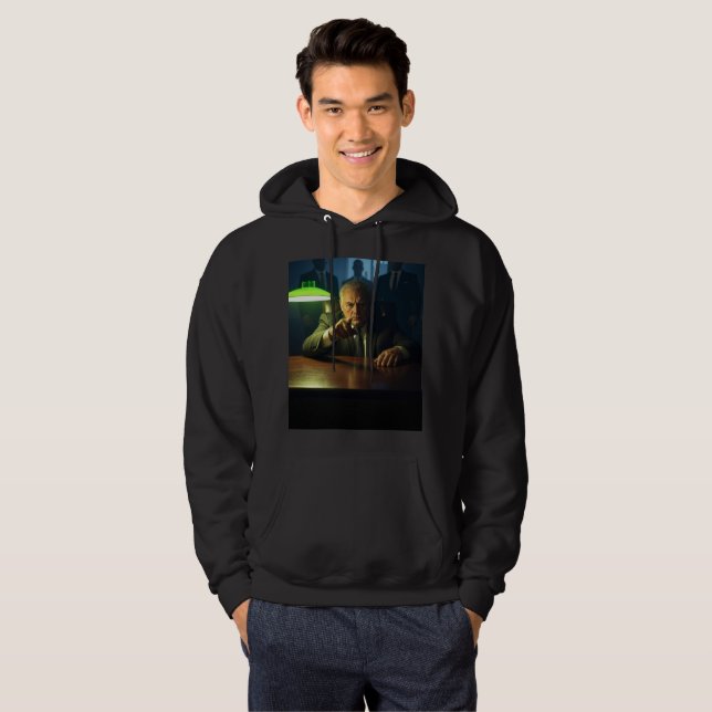 Moletom Chefe homem camisola preta de capuz (Frente Completa)