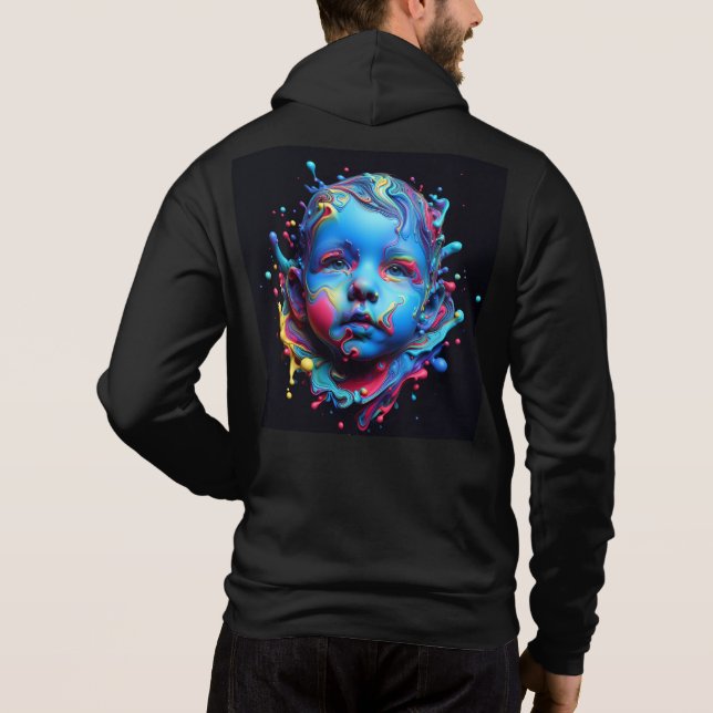 Moletom Cheio Bella+Canvas-Zip - Abstrato 20 Hoodie (Verso)
