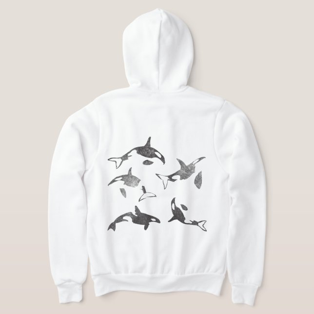 Moletom Cheio Orca Zip Up Grunge Back Design Hoodie (Postura das costas)
